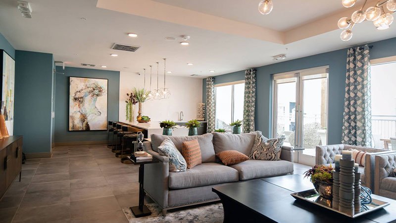 black wooden coffee table near white couch